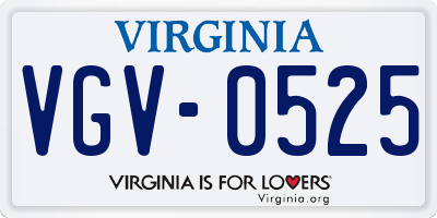 VA license plate VGV0525