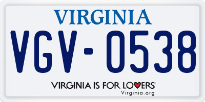 VA license plate VGV0538