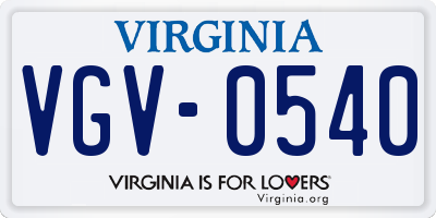 VA license plate VGV0540