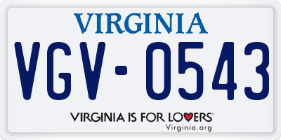 VA license plate VGV0543