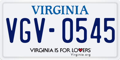 VA license plate VGV0545