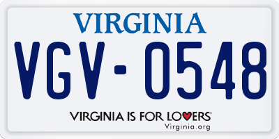 VA license plate VGV0548