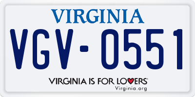 VA license plate VGV0551