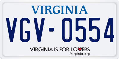 VA license plate VGV0554