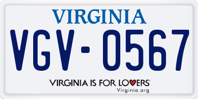 VA license plate VGV0567