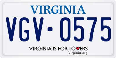 VA license plate VGV0575