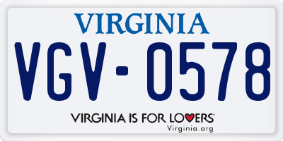 VA license plate VGV0578