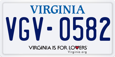 VA license plate VGV0582