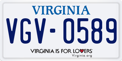 VA license plate VGV0589