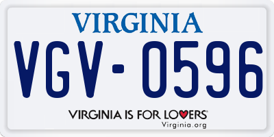 VA license plate VGV0596