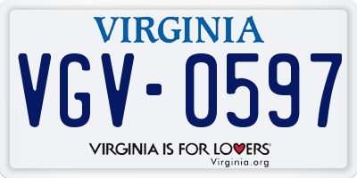 VA license plate VGV0597