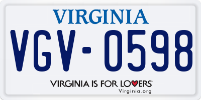 VA license plate VGV0598