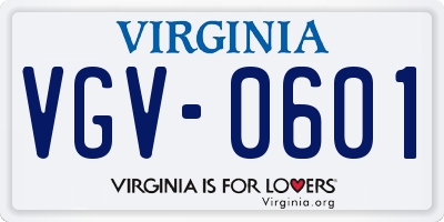 VA license plate VGV0601