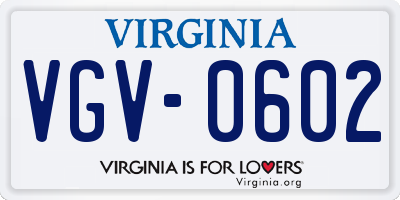 VA license plate VGV0602