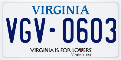 VA license plate VGV0603
