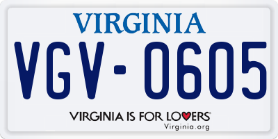 VA license plate VGV0605