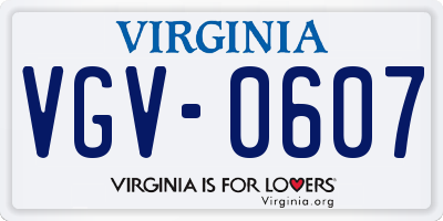 VA license plate VGV0607