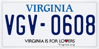 VA license plate VGV0608