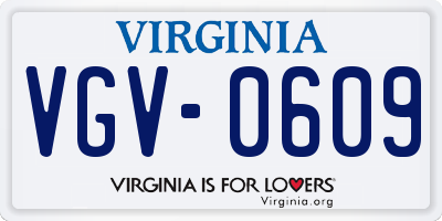 VA license plate VGV0609