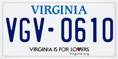 VA license plate VGV0610