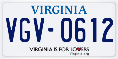 VA license plate VGV0612