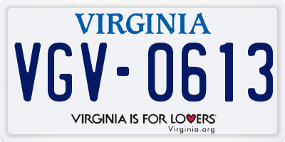 VA license plate VGV0613