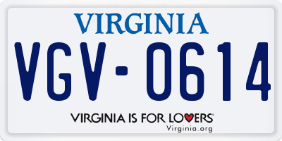 VA license plate VGV0614