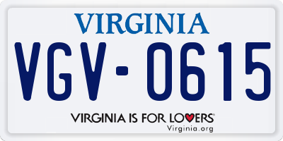 VA license plate VGV0615