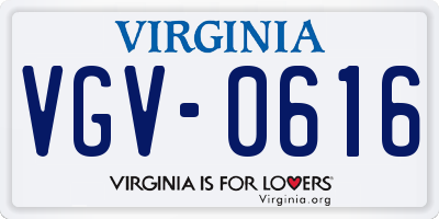 VA license plate VGV0616