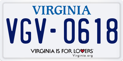 VA license plate VGV0618