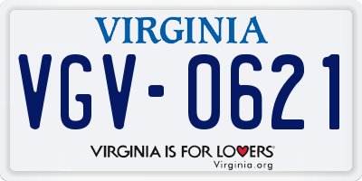 VA license plate VGV0621