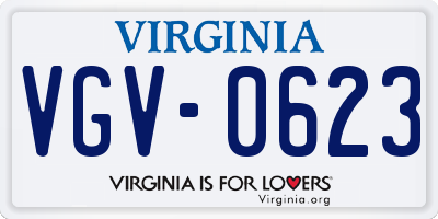 VA license plate VGV0623