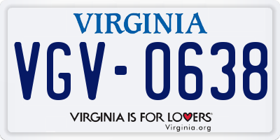 VA license plate VGV0638