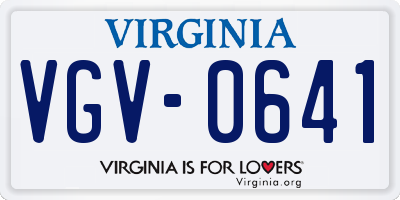 VA license plate VGV0641