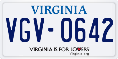 VA license plate VGV0642