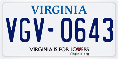VA license plate VGV0643