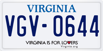 VA license plate VGV0644