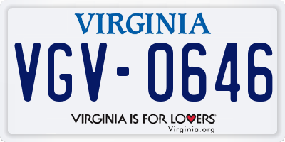 VA license plate VGV0646