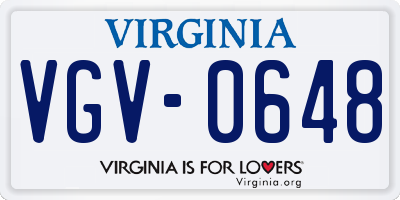 VA license plate VGV0648