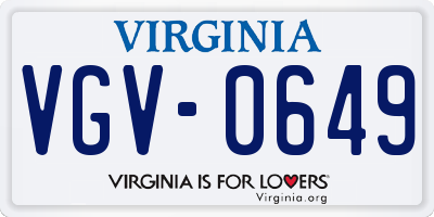 VA license plate VGV0649