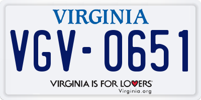 VA license plate VGV0651