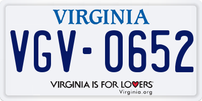 VA license plate VGV0652