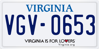 VA license plate VGV0653