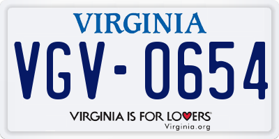 VA license plate VGV0654