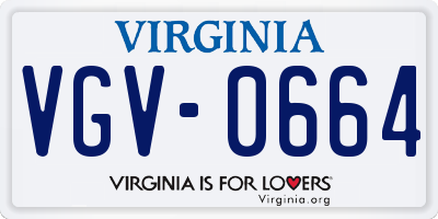 VA license plate VGV0664