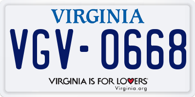 VA license plate VGV0668