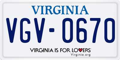 VA license plate VGV0670