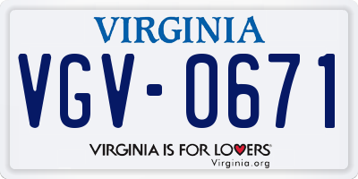 VA license plate VGV0671