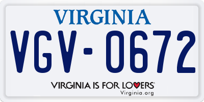 VA license plate VGV0672