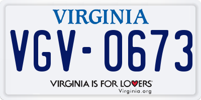 VA license plate VGV0673